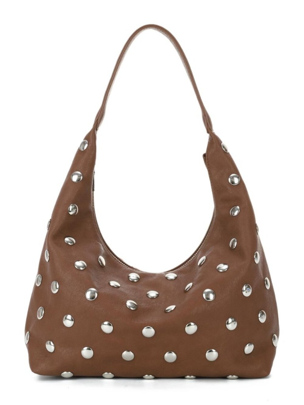 Studded Hobo Bag for Women Slouchy Shoulder Purse Large Rivet PU Leather Edgy